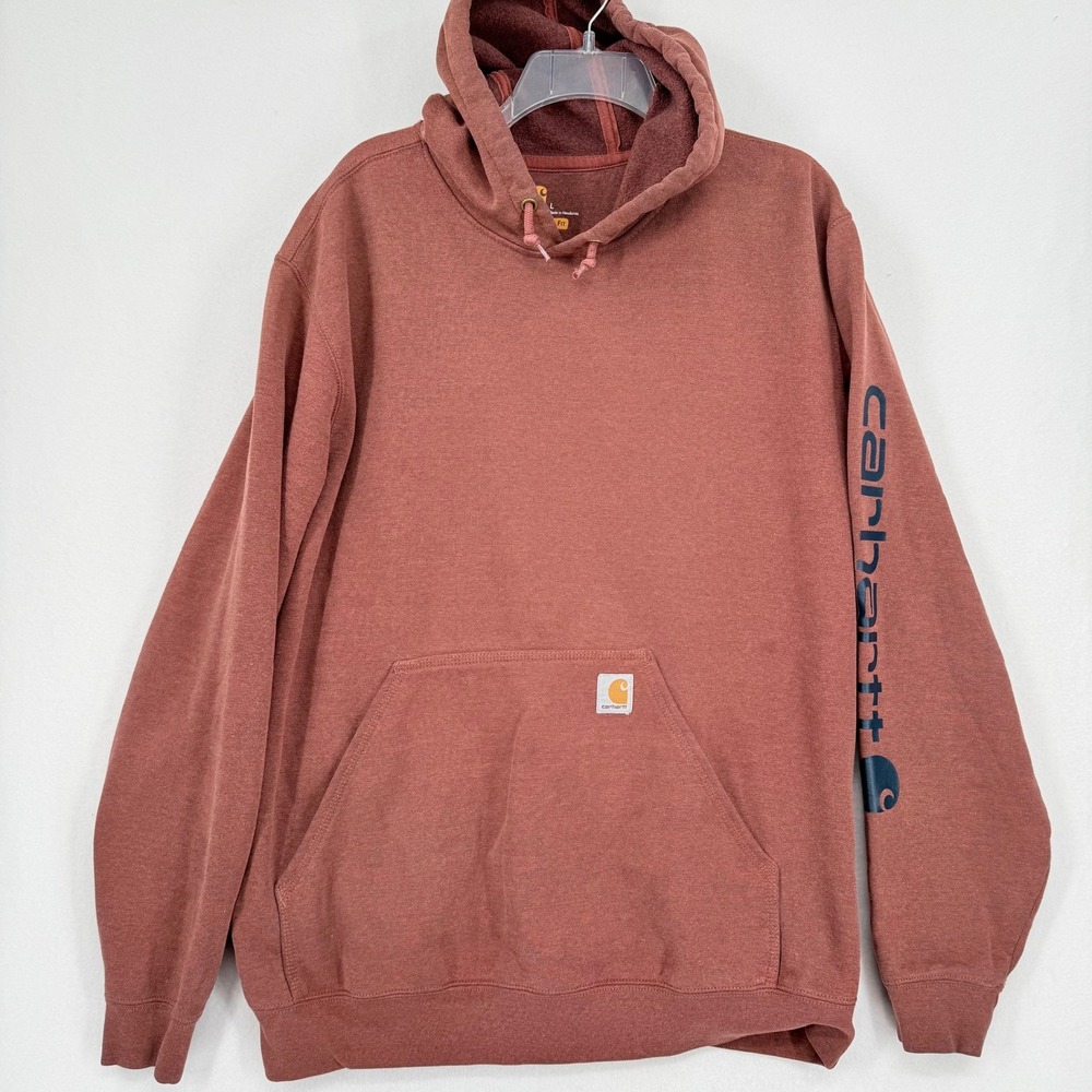 Carhartt Hoodie Mens Large Brown Original Fit‎ Sleeve Logo K288 Pullover Fleece